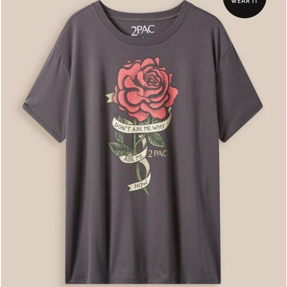 🖤 🌹 Tupac Relaxed Fit Cotton Crew Tee